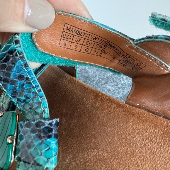 Vionic Amber Teal Snakeskin Sandals Jeweled Beads 8 - Picture 8 of 10